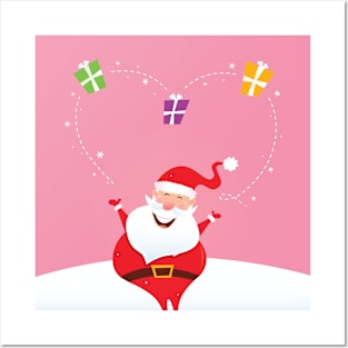 Santa Claus Juggling with Gifts Posters and Art